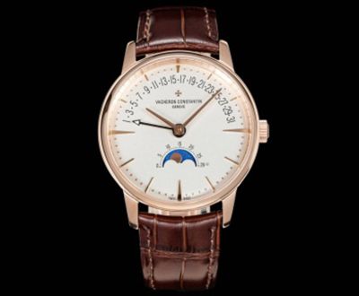 Swiss Copy Vacheron Constantin Moon phase Watch Patrimony Rose Gold Case 41mm